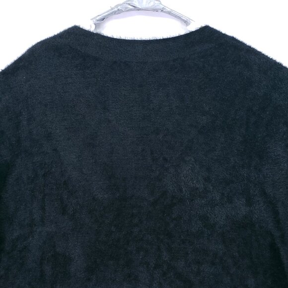 Halogen Women Black Mohair Fuzzy Cropped Soft Sweater Plus Size 100% Nylon - Picture 11 of 15